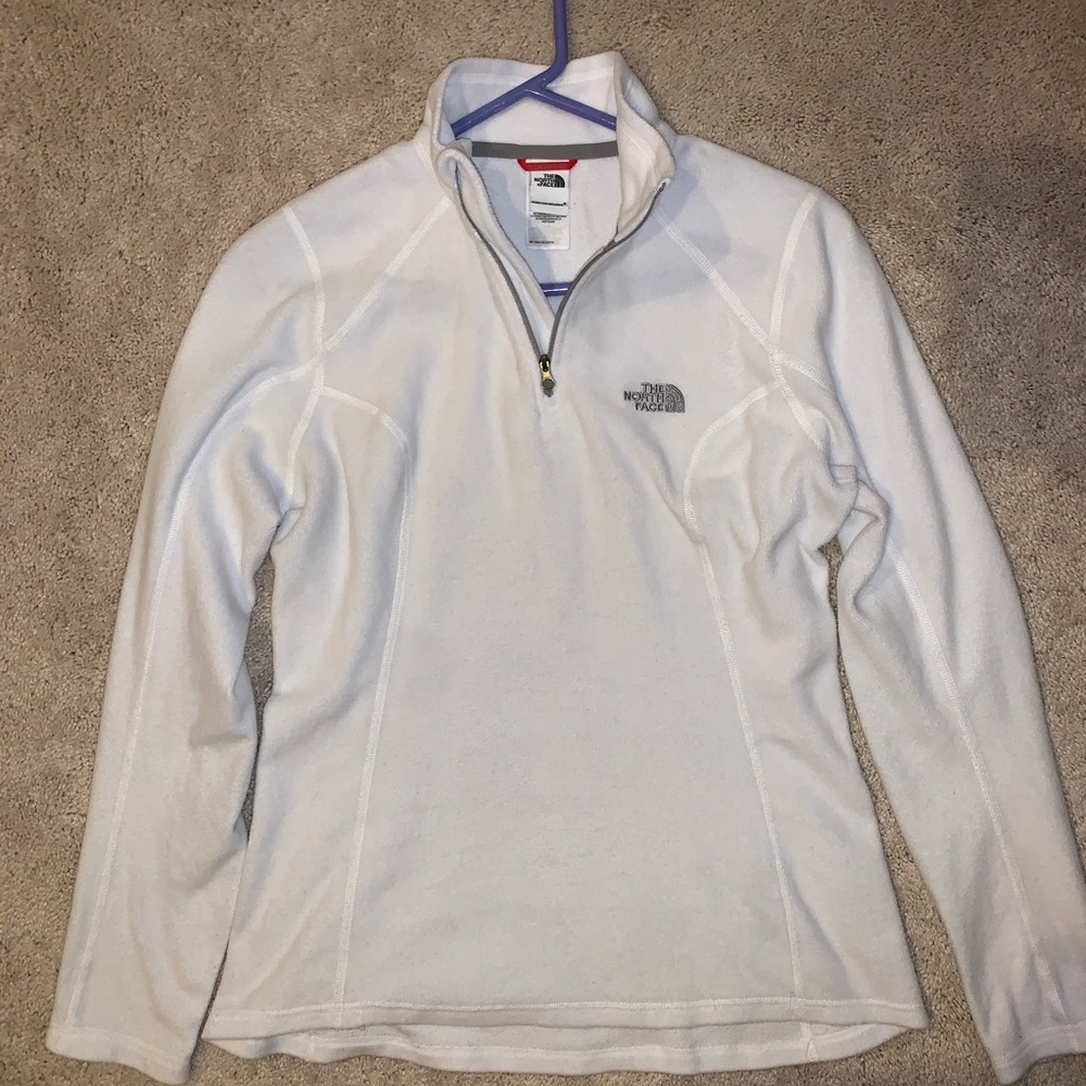 North face quarter zip fleece (white)